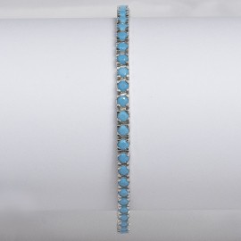 Bracciale tennis in argento 925 rodiato con pietre nano cristal turchese